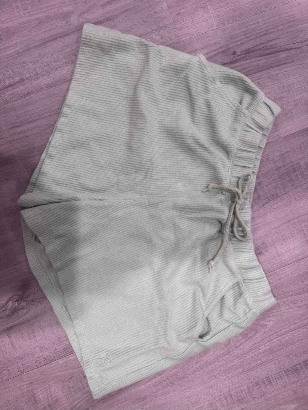PINK Victoria's Secret Light Gray Ribbed Drawstring Athletic Shorts